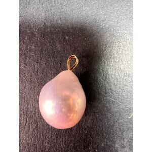 14k rose gold mauve pink baroque pearl pendant